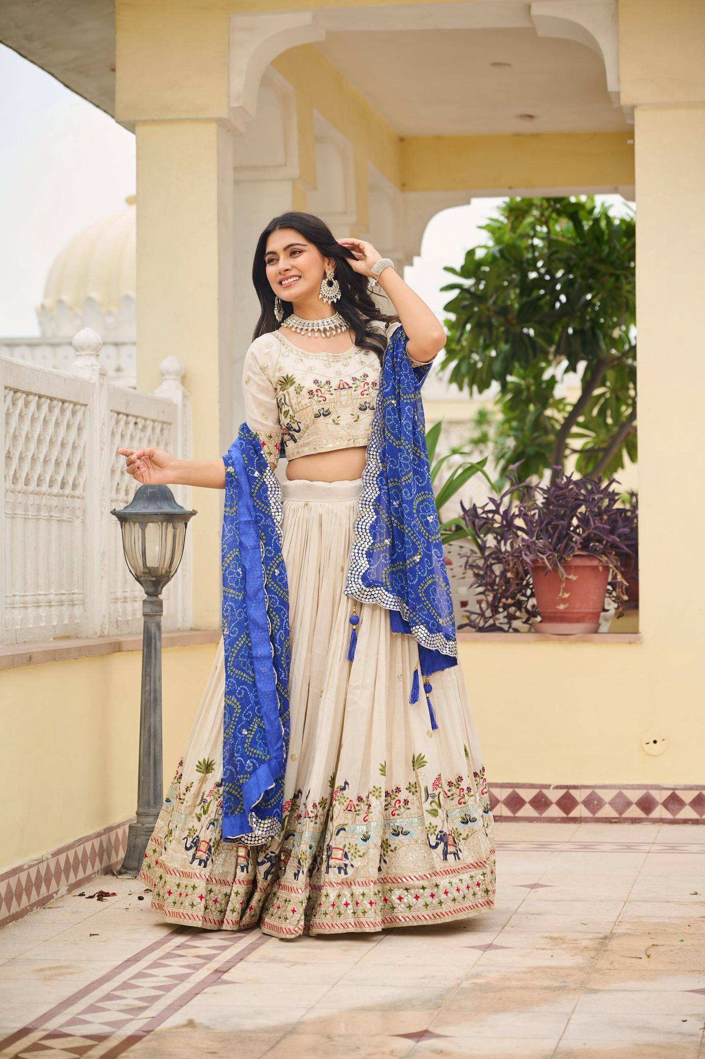 Ram-143 Tissue silk Blue Discounted lehenga choli outlets in Pune